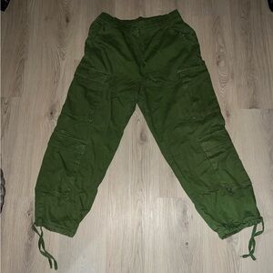 Collusion Green Cargo Pants Size 6 Drawstring Cotton Utility Pants